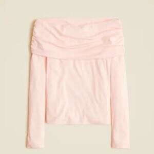 J. Crew Refined Rib Slim Fit Off-the-Shoulder Top Light Pink Women's Size M NWT